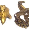 Purpledip Rare Miniature Brass Statue Set Lucky Turtle-Horse: Unique Collectible Gold Finish Fengshui Charm (11908)