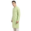 Sojanya (Since 1958, Men's Cotton Linen Green Checked Only Long Kurta, Size: 42 - Image 2