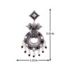VOYLLA Women's Oxidised Brass Lightly Embellished Black Drop Boho Style Earrings(Free Size)(Silver) - Image 3