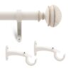 Deco Window 1 Inch Extendable 36"-66" Farmhouse Ivory Curtain Rod for Windows & Doors with Hammered Mushroom Finials & Brackets Set - Image 4