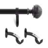 Deco Window 1 Inch Curtain Rod Telescoping Single Drapery Rod 36 to 66 Inches,Hammered Round Finials,Black Matte - Image 3