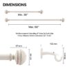 Deco Window 1 Inch Extendable 36"-66" Farmhouse Ivory Curtain Rod for Windows & Doors with Hammered Mushroom Finials & Brackets Set - Image 5
