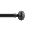 Deco Window 1 Inch Curtain Rod Telescoping Single Drapery Rod 36 to 66 Inches,Hammered Round Finials,Black Matte