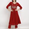 Rajnandini Women's Rayon Embroidered Kurta Set With Dupatta (JOPLVL245-XL_Maroon_XL) - Image 4