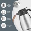 Milton Thermosteel Classic, 2000 ml | 68 oz | 2.1 qt. Stainless Steel Thermal Coffee Carafe, Hot and Cold for Long Hours, Vacuum Thermal Pot Flask for Tea a and Beverages, Rust and Leak-proof | Silver - Image 2