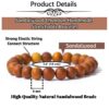 EDMIRIA Unisex Adult Sandalwood Chandan Round Beads Yoga Meditation Handmade Elastic Stretchable Bracelet (Large Brown)