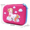 SOOCUTE Flying Unicorn Hardtop Pencil Case with Compartments - Kids Large Capacity School Supply Organizer Students Stationery Box - Girls Pen Pouch Cosmetic Bag (Hot Pink)