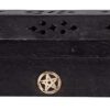 Purpledip Wooden Incense Stick Holder Cone Burner Stand Box: Storage Compartment, Ash Catcher: Hand Carved with Star Brass Inlay (11009A) - Image 2