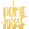 Purpledip Wooden Laser Cut Wall Hanging: Home Sweet Home, Golden (12378) - Image 3