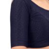 SAGIBO Women Round Neck Dobby Cotton Lycra Stretchable Elbow Sleeve Readymade Saree Blouse For Stylish Plus Size-38-42 Navy Blue - Image 2