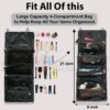 Sittella Hanging Roll Up Makeup Travel Organizer Storage for Women | Cosmetic Storage Bag | Multipurpose Toiletry Kt | 4 Removable Storage Bags for Makeup, First Aids, Medicine, Personal Care- (Black - Image 2