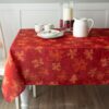 Benson Mills Poinsettia Scroll Printed Rectangle Fabric Table Cloth, Winter, Holiday and Christmas Tablecloth (60" X 104" Rectangular, Red) - Image 2