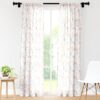 Encasa Homes Semi-Sheer Wide Rod Pocket Printed Polyester Curtains with Tie Back, Living Room, Bedroom, Kitchen Curtains, 55x63 inch Oranges Branches Print, 2 Panels