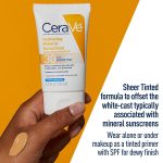 CeraVe Hydrating Mineral Sunscreen with Sheer Tint | Tinted Mineral Sunscreen with Zinc Oxide & Titanium Dioxide | Blends Seamlessly For Healthy Glow | Tinted Moisturizer with SPF 30 | 1.7 Fluid Ounce