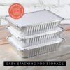 NYHI 50-Pack Heavy Duty Disposable Aluminum Oblong Foil Pans with Lid Covers Food Storage Tray Extra-Sturdy Containers for Cooking, Baking, Meal Prep, Takeout - 8.4" x 5.9" - 2.25lb - Image 3