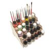 Modular Hobby Paint Storage Rack Paint Bottle Organizer Caddy Stand Tower with Brush Holder | DIY Display Shelf Kit for Model Art Citadel Craft Paint, Ink, Nail Polish, Essential Oils (35mm Holes)