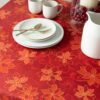 Benson Mills Poinsettia Scroll Printed Rectangle Fabric Table Cloth, Winter, Holiday and Christmas Tablecloth (60" X 104" Rectangular, Red) - Image 3