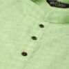 Sojanya (Since 1958, Men's Cotton Linen Green Checked Only Long Kurta, Size: 42 - Image 3