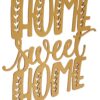 Purpledip Wooden Laser Cut Wall Hanging: Home Sweet Home, Golden (12378)