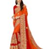 MANOHARI Women's Kota Doria Pure Chiffon Saree With Blouse Piece (Mn1198) 5.5 Meters Red