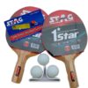 STAG Anywhere Everywhere Wood Table Tennis Playset, 2 Racquets & 3 Balls (White), Model: 328 WH
