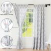 Encasa Homes Semi-Sheer Wide Rod Pocket Printed Polyester Curtains with Tie Back, Living Room, Bedroom, Kitchen Curtains, 55x63 inch Light Grey Print, 2 Panels - Image 3