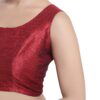 Madhu Fashion Women's Poly Raw Silk Sleeveless Stitched Saree Blouse 34 Maroon - Image 3