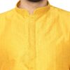 Manyavar Men's Full Sleeve Regular Fit Blended Kurta & Churidar Set (Yellow, X-Large) - Image 4