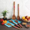 HAZEL Wooden Kitchen Tools Spoon Set of 5 (Pan Spatula Small, Oval Spatula Small, Serving Jhara, Taveta, Oval Spatula Large)
