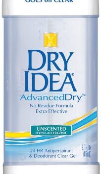 Dry Idea Gel Deodorant & Antiperspirant | 2X Longer Sweat Protection | 72-Hour Odor Protection | Unscented & Hypoallergenic for Sensitive Skin, 3 oz.