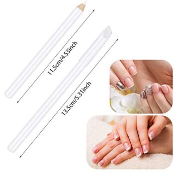 3 Pieces White Nail Pencil 2-in-1 Nail Whitening Pencils French Nail Design Pencils with Cuticle Pusher for DIY Nail Design Manicure Supplies