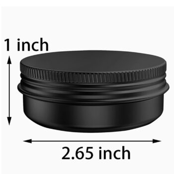 Axe Sickle 20 Pcs 2 Ounce Aluminum Tin Jars Containers Leak Proof Cosmetic Tin Jars Containers Round Screw Lids for Cosmetic, Salves, Balms, Lip Balm or Others, 60mL Black