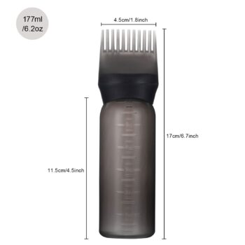 Yebeauty Root Comb Applicator Bottle, 2 Pack 6 Ounce Applicator Bottle for Hair Dye Bottle Applicator Brush with Graduated Scale- Clear Black