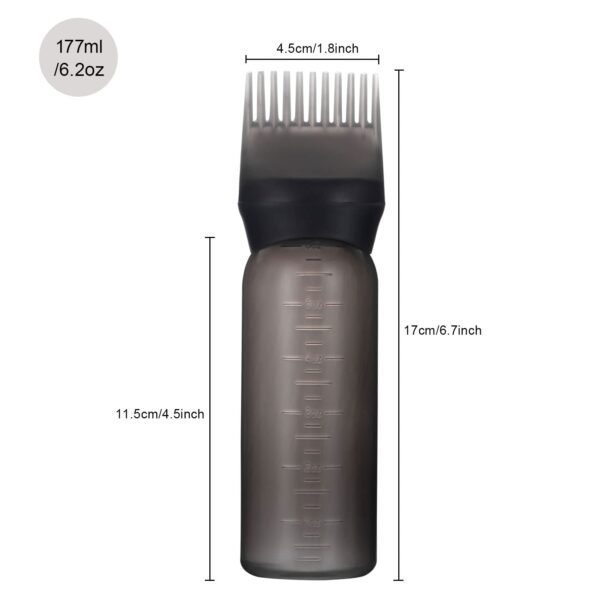 Yebeauty Root Comb Applicator Bottle, 2 Pack 6 Ounce Applicator Bottle for Hair Dye Bottle Applicator Brush with Graduated Scale- Clear Black