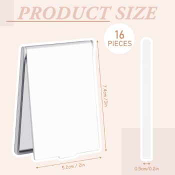 Queekay 2 x 3 x 0.2'' Small Makeup Folding Mirror Travel Mirror Portable Folding Mirror Rectangle Compact Mirror Stand up Mirror Compact Mirror Portable Vanity Mirror for Women Girls（White）