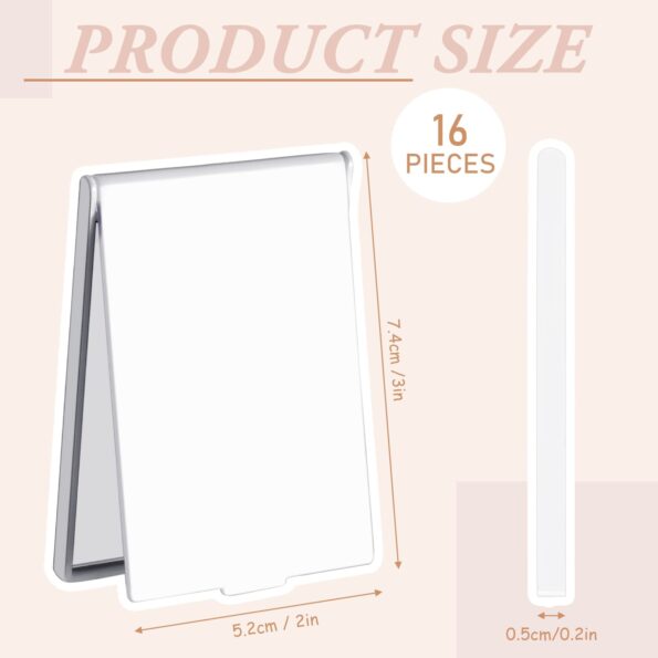 Queekay 2 x 3 x 0.2'' Small Makeup Folding Mirror Travel Mirror Portable Folding Mirror Rectangle Compact Mirror Stand up Mirror Compact Mirror Portable Vanity Mirror for Women Girls（White）