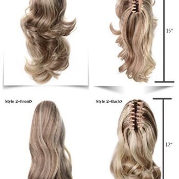Onedor 15" Synthetic Fiber Curly Ponytail Hair Extension hairpiece with Clip-in Jaw Clips, Dual-Use Hair Extensions (130A-Fox Red)