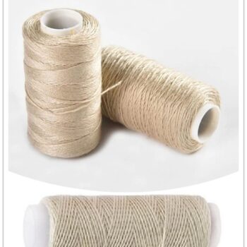 3 Rolls Hair Weaving Thread Cotton Sewing Thread Making Wig Clips in Hair Extension Hair Salon Weft Thick Thread with 3 Curved Needles (Beige)