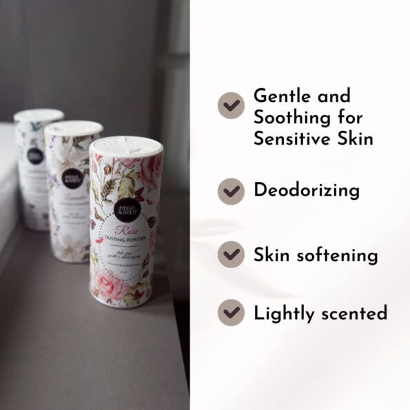 Herb & Root Talc Free Perfumed Body Dusting Powder Set of 3 with Rose, Lavender, and Sandalwood…