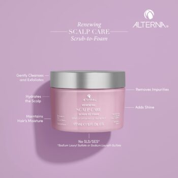 Alterna Alterna Renewing Scalp Care Scrub-to-Foam Vegan Scalp Scrub, Nourishing and Exfoliating Scalp and Hair Treatment, 6 Fl Oz, Hemptation, 6 fl. oz.