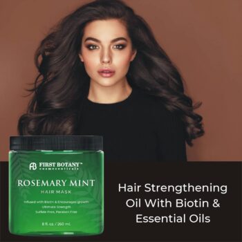 Rosemary Mint Biotin Hair Mask - Restorative Deep Conditioning Hair Mask for Dry Damaged Hair and growth, Hair moisturizer w/ rosemary oil for hair growth, Sulfate Free hair treatment & hair care 8 oz