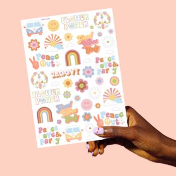 xo, Fetti Groovy 70s Temporary Tattoos - 48 Glitter Styles | Flower Power Birthday Party Supplies, Good Vibes Only Favors, Smiley, Rainbow Arts and Crafts