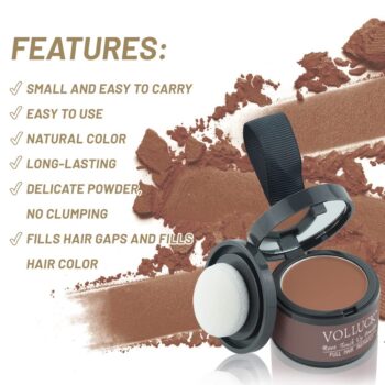 VOLLUCK Root Touch Up Hair Powder Root Cover Up Hairline Shadow Powder Stick, Root Touch Up for Thinning Hair for Women and Men, Bald Spots, Eyebrows, Beard Line, Auburn