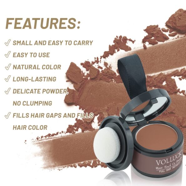 VOLLUCK Root Touch Up Hair Powder Root Cover Up Hairline Shadow Powder Stick, Root Touch Up for Thinning Hair for Women and Men, Bald Spots, Eyebrows, Beard Line, Auburn
