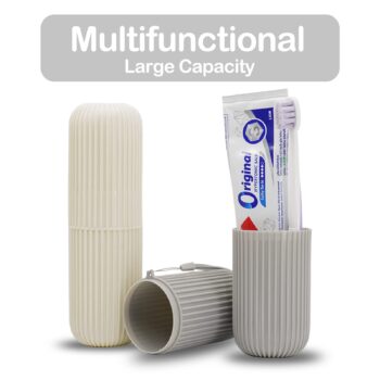 Jeopace Toothbrush Cup Portable Toothbrush Holder Multifunction Travel Cup Organizer Toothbrush Case and Carrier for Bathroom School Business Trip 2Pack
