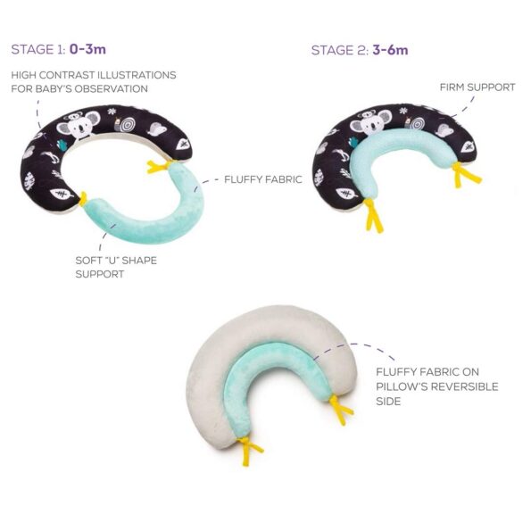 Taf Toys 2 in 1 Tummy-Time Soft Baby Developmental Pillow for 0-5 Months, Newborns and Infants Fun Play Time on Tummy