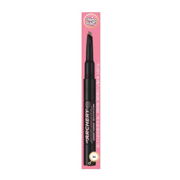 Soap & Glory Archery 2-In-1 Sculpting Eyebrow Crayon & Setting Gel, Dark Brown - Double Ended Eyebrow Liner with Brush + Eyebrow Pencil - Brow Gel for All Day Brow Sculpt (1 count)