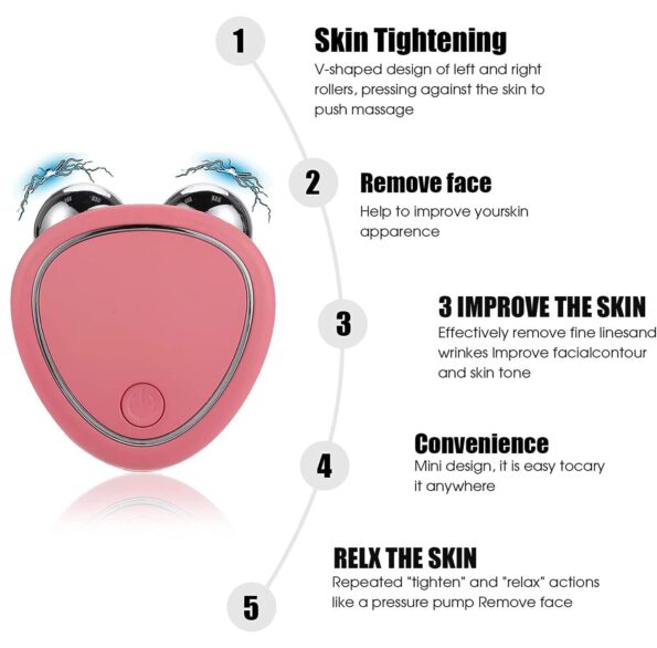 Pauenz 2023 Facial Device,Face Massager,Lift Face and Tighten The Skin,Face Skin Tightening Device Make Younger for Facial Remove Wrinkle Pink for Women