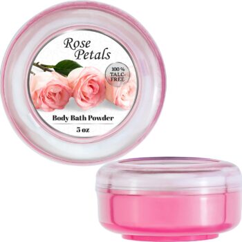R-NEU Body Bath Powder for Women, 100% Talc-Free, Elegant Rose Petals Dusting Powder with Powder Puff, Extra Large (5oz)
