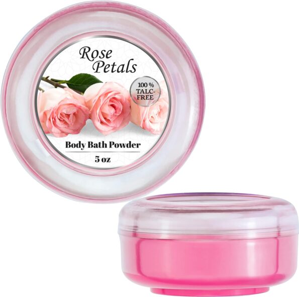 R-NEU Body Bath Powder for Women, 100% Talc-Free, Elegant Rose Petals Dusting Powder with Powder Puff, Extra Large (5oz)